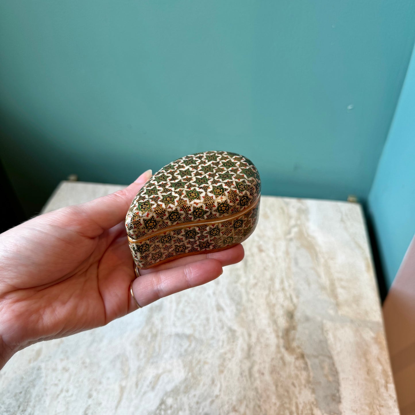 Vintage Persian Mini Mosaic Stars Ring Box