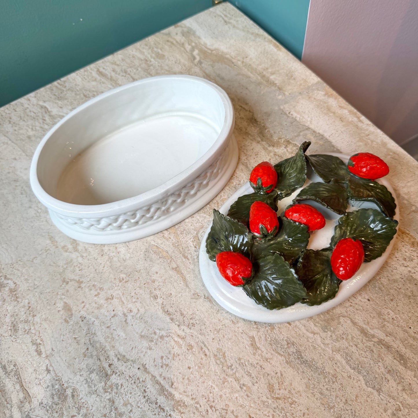 Vintage Ceramic Italian Strawberry Box