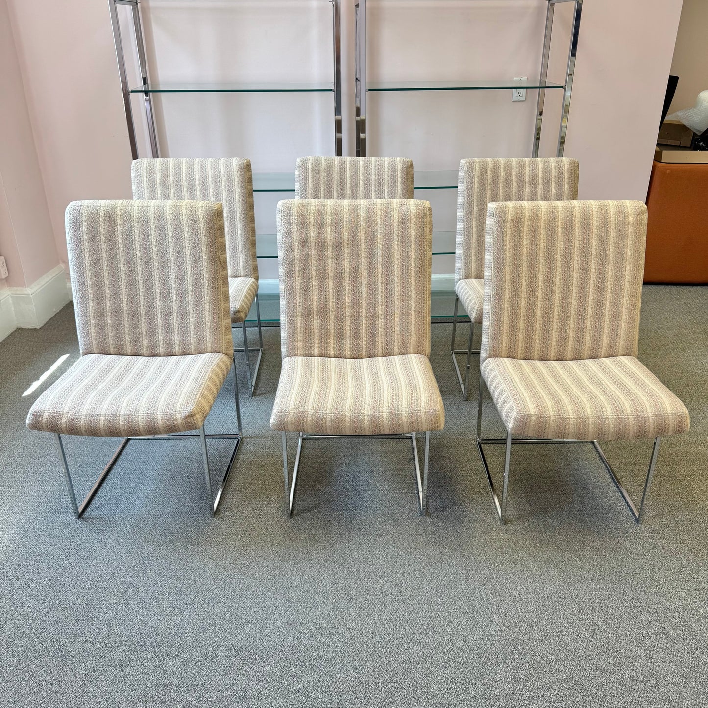 Vintage 1970's Set of 6 Dining Chairs by Milo Baughman for Thayer Coggin