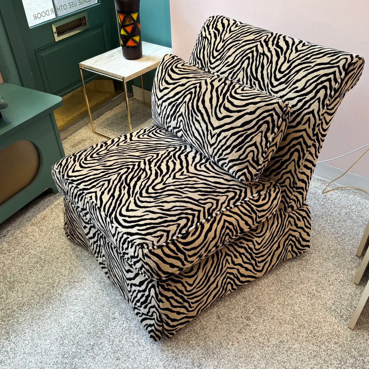 Vintage Velvet Tiger Slipper Chair