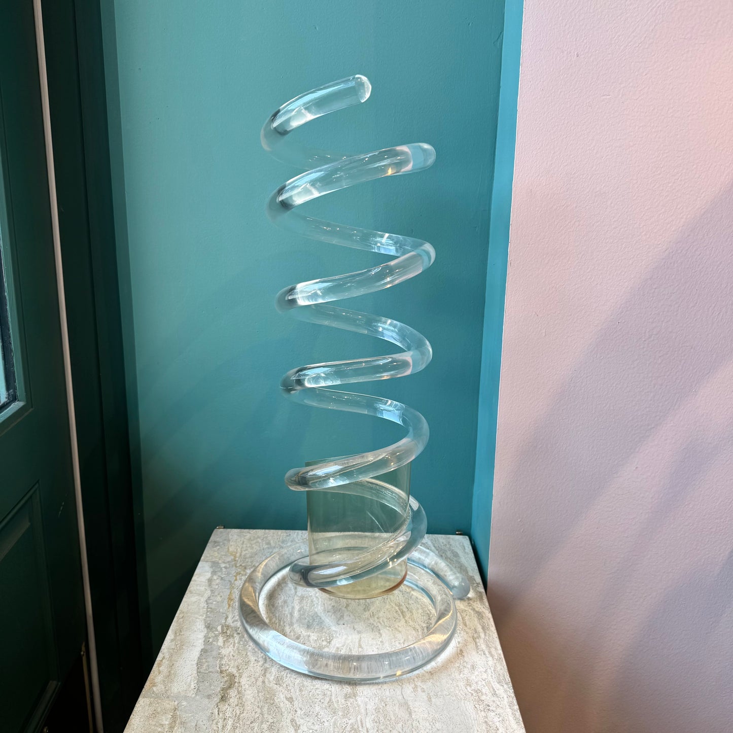 Mid Century Spiral Lucite Umbrella Stand by Dorothy Thorpe (as is)