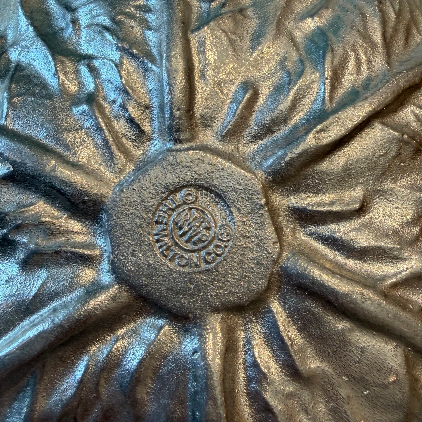 Vintage Wilton Co Pewter Cabbage Leaf Serving Bowl and Utensils