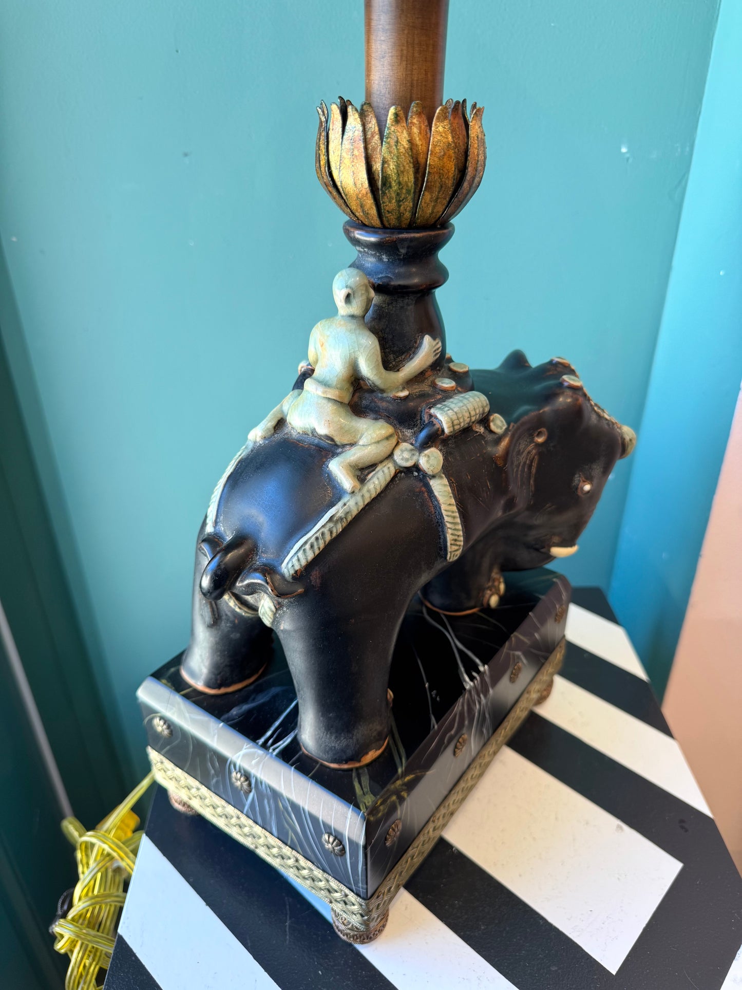 Vintage Raymond Waites for Tyndale Asian Elephant and Rider Table Lamp