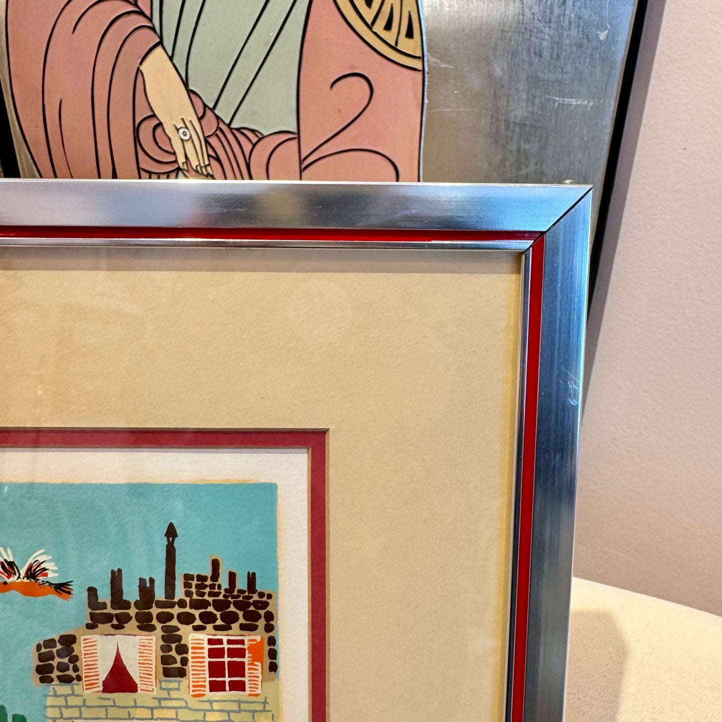 Framed Vintage ‘Park D’Amusement’ Limited Edition Serigraph by Claudine-Signed/Numbered