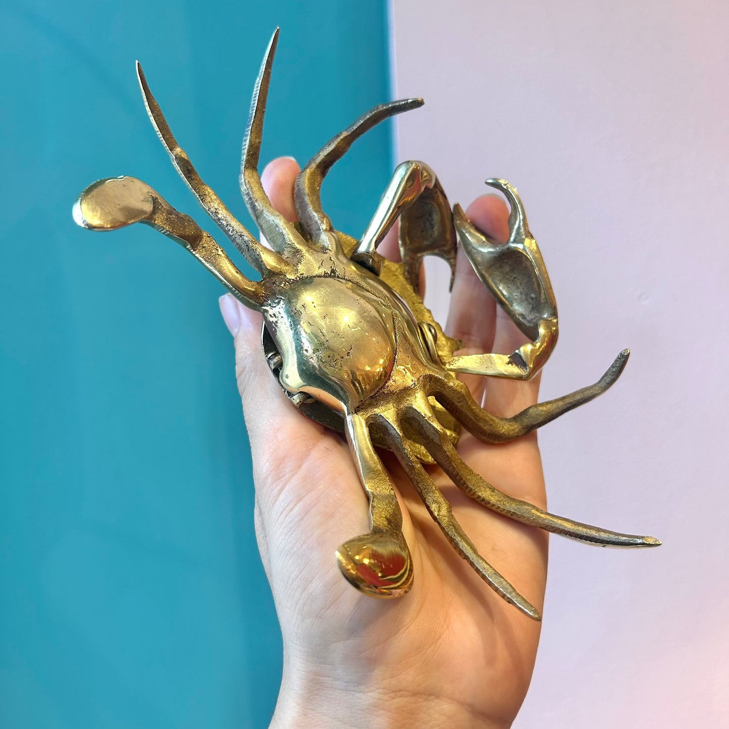 Vintage Brass Crab Ashtray
