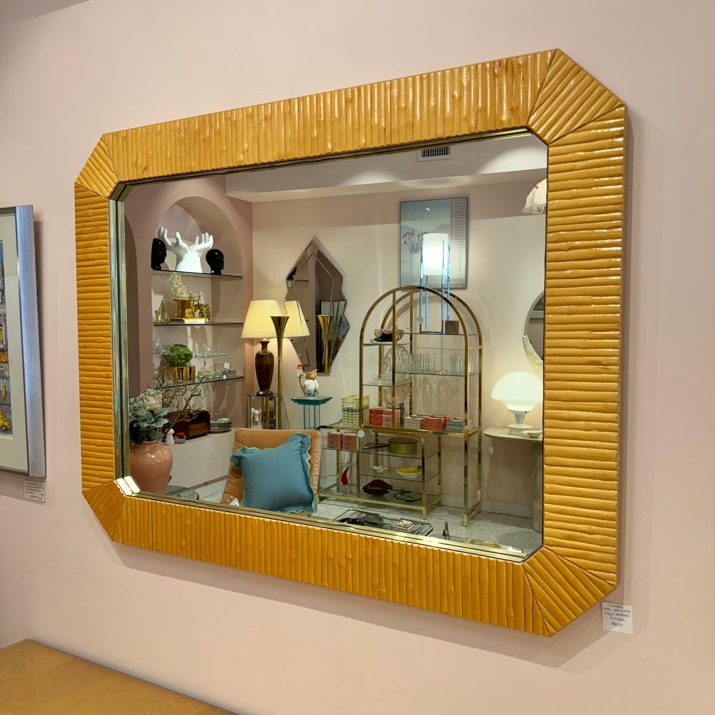 Vintage Karl Springer Style Bamboo Mirror