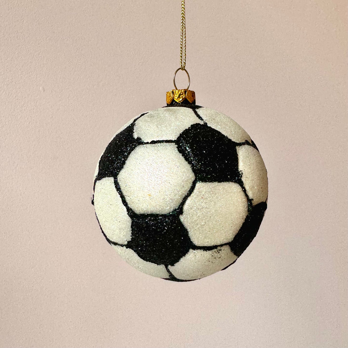 Sporty Soccer Ball Glass Ornament