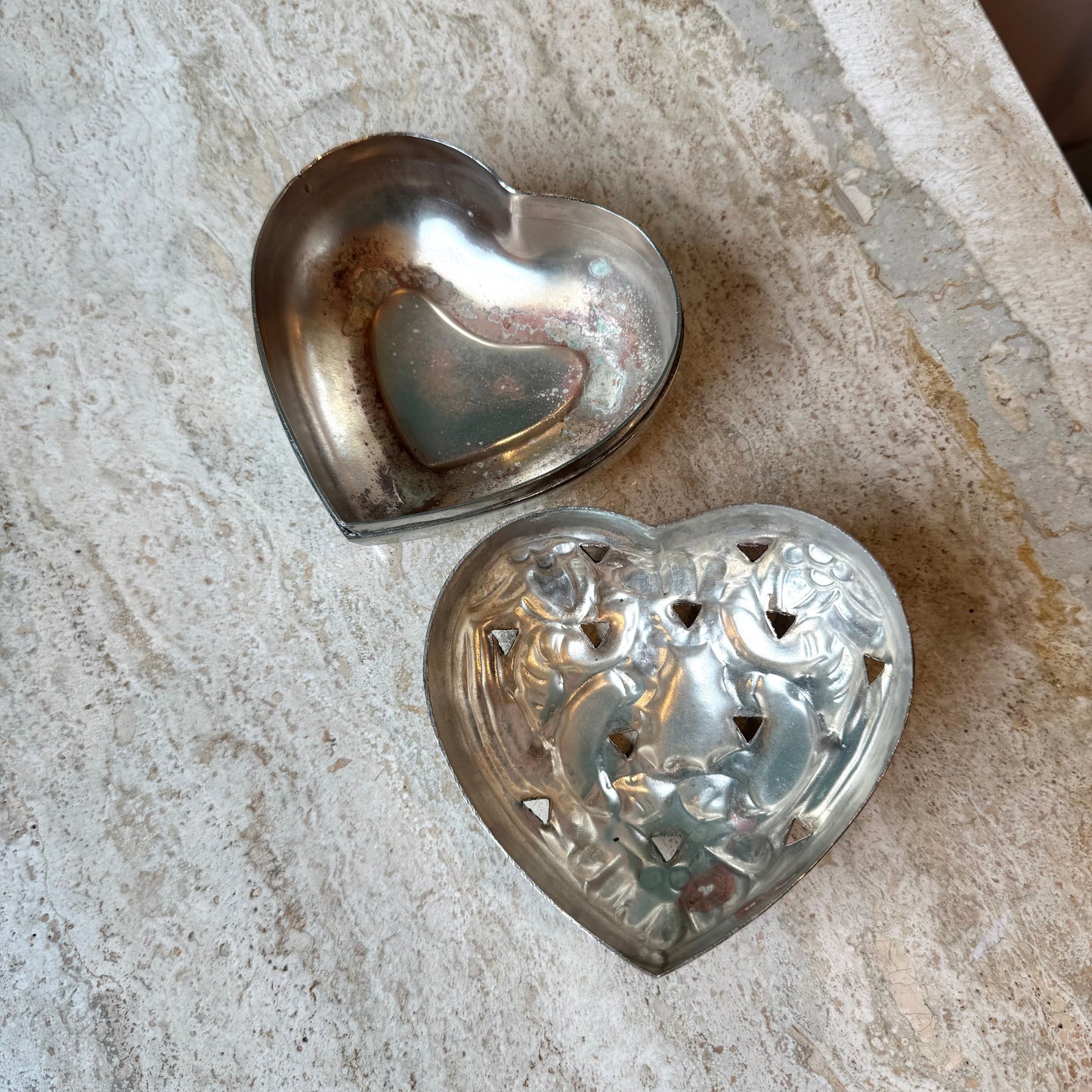 Vintage Silver Plated Heart Shaped Box (as is)