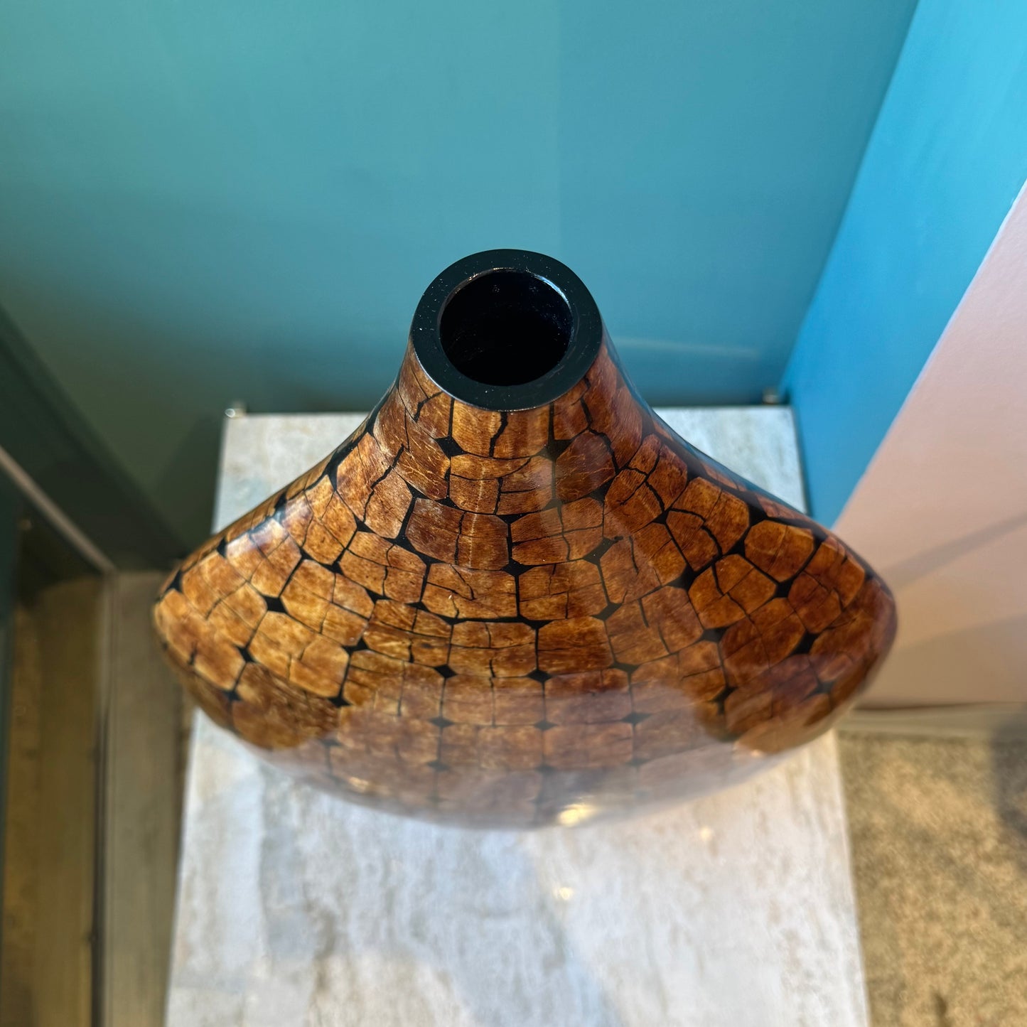 Mid Century Large Pieced Wood Vase