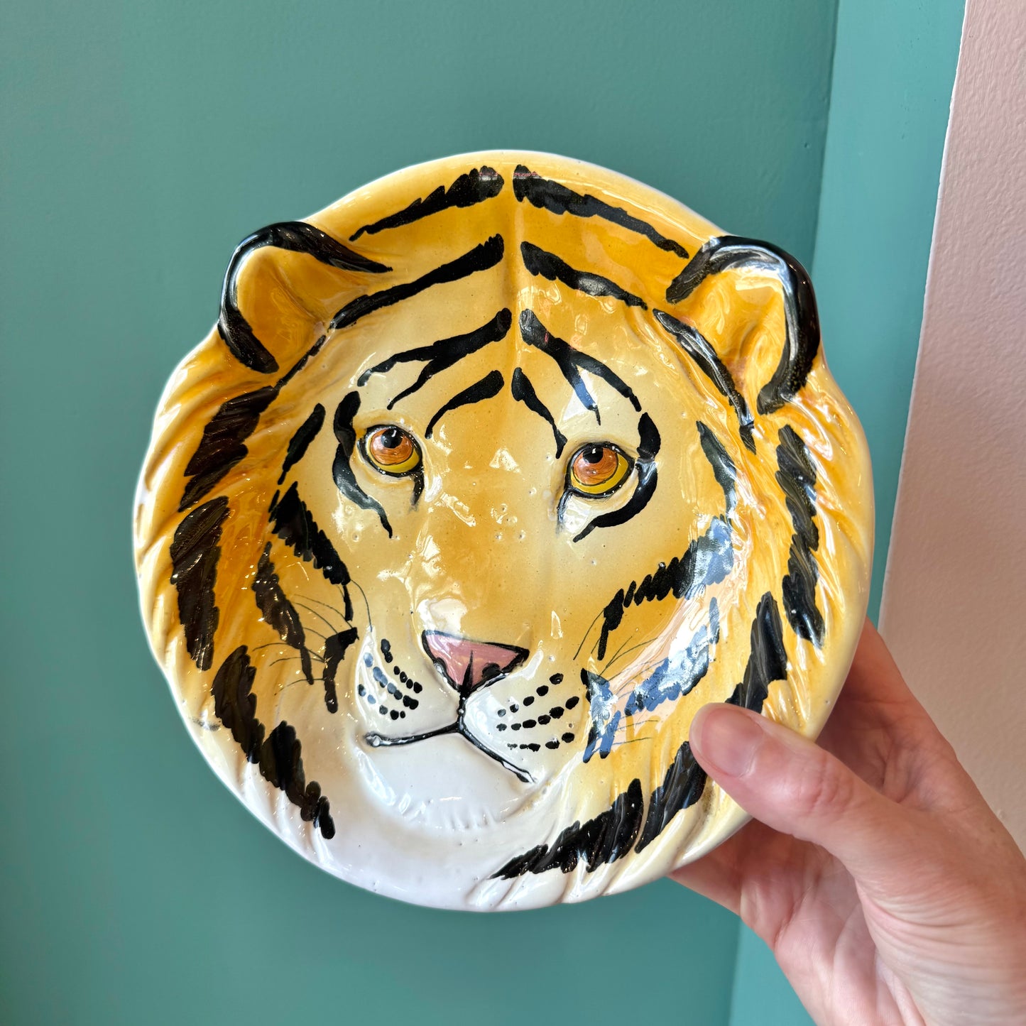 Vintage Italian Terracotta Tiger Head Bowl