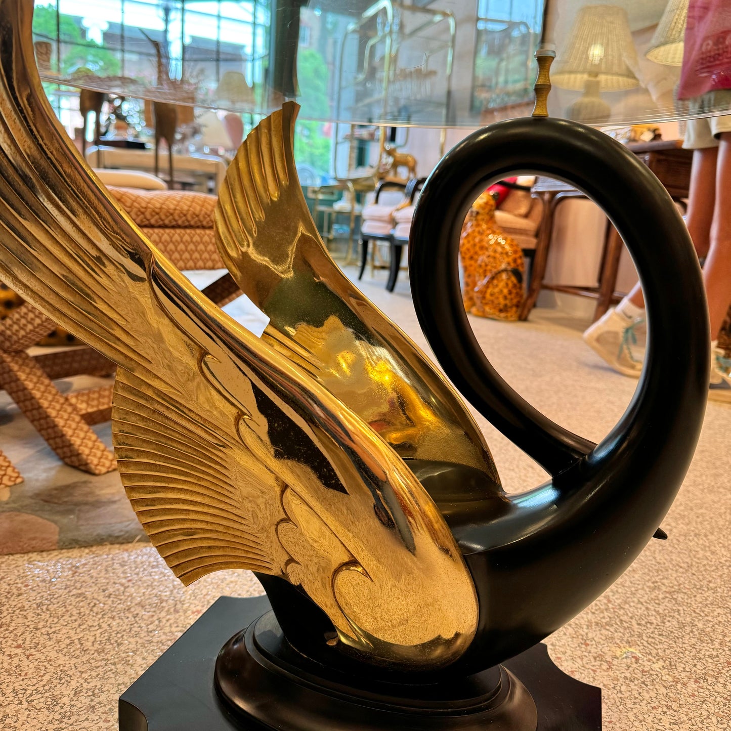 Vintage Maison Jansen Brass Swan Side Table