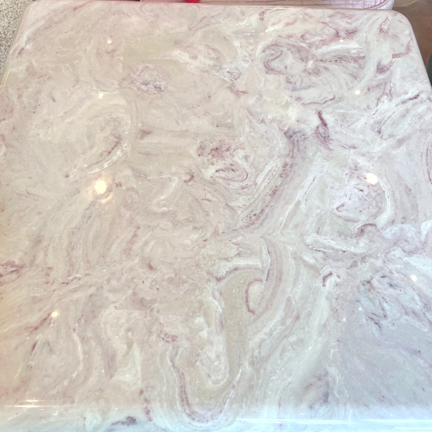 Vintage Square Pink Marble Resin Side Table