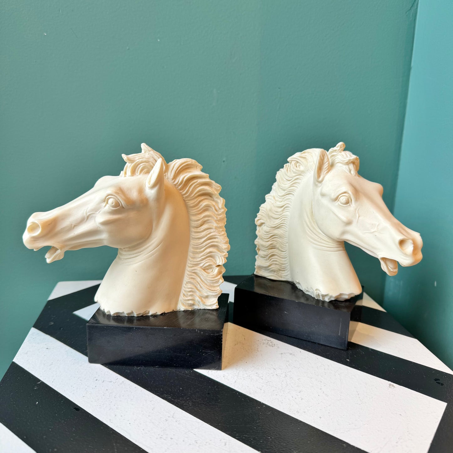 Pair of Vintage Resin Italian Horse Head Bookends