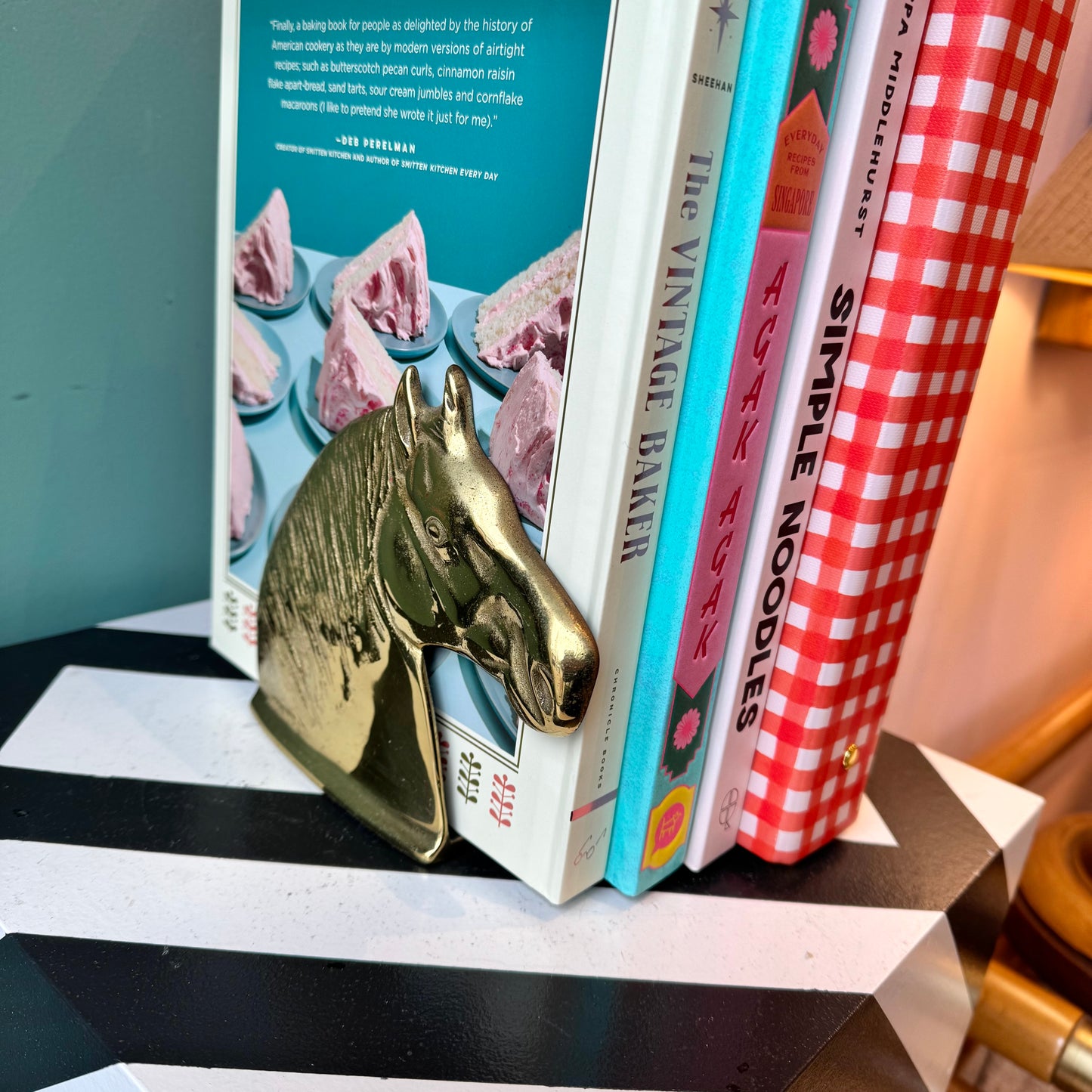 Pair of Vintage Brass Horse Head Bookends by Virginia Metalcrafters