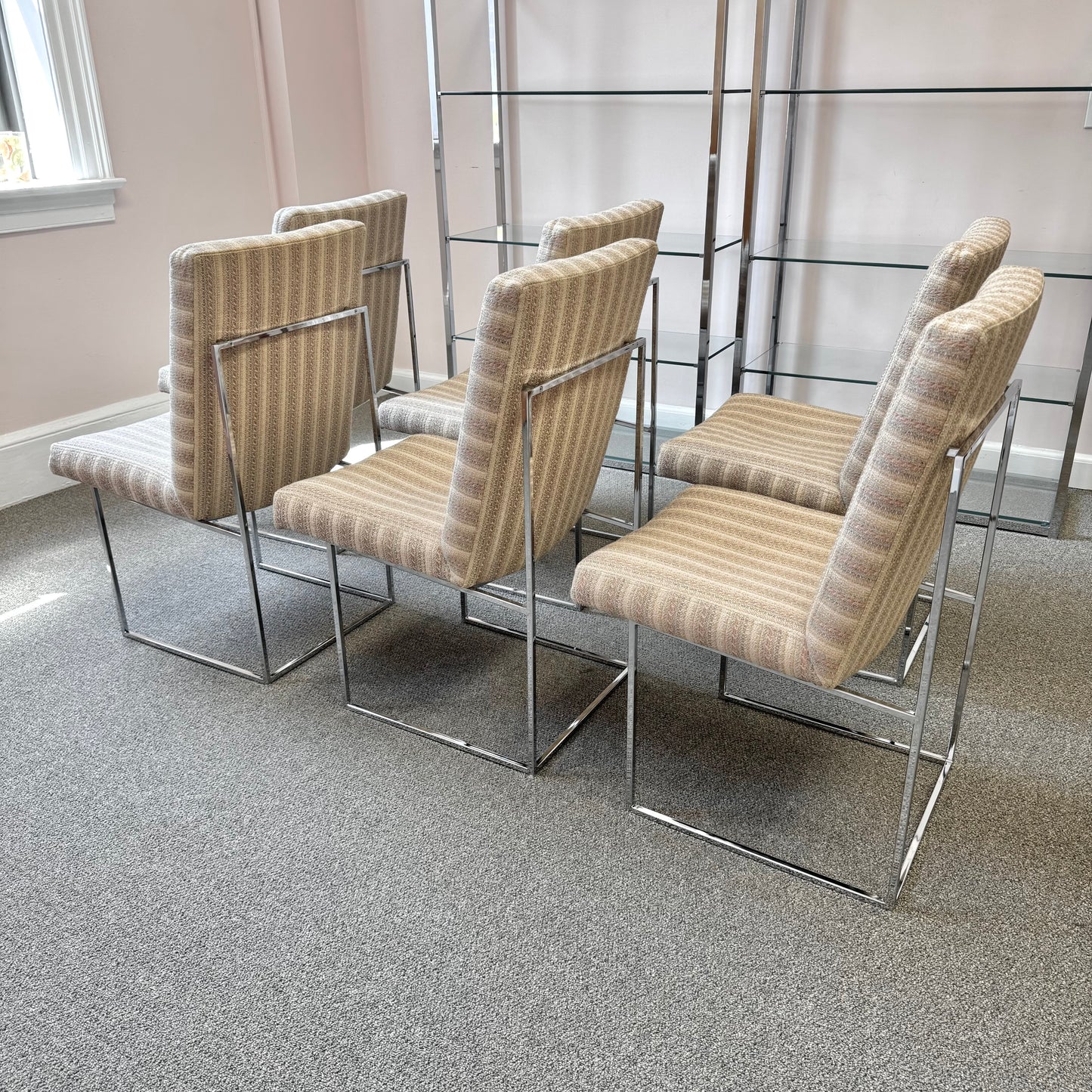 Vintage 1970's Set of 6 Dining Chairs by Milo Baughman for Thayer Coggin