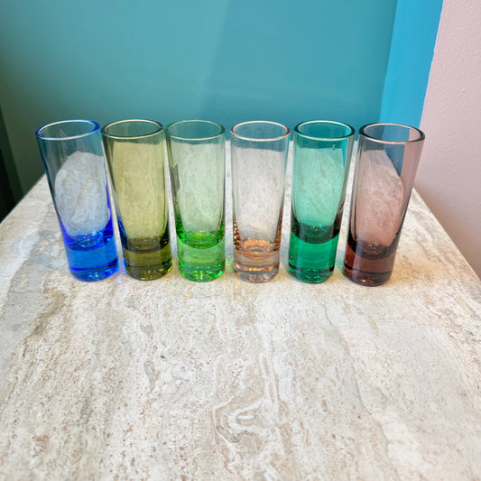 Vintage Set of 6 Colorful Shot Glasses by Circleware