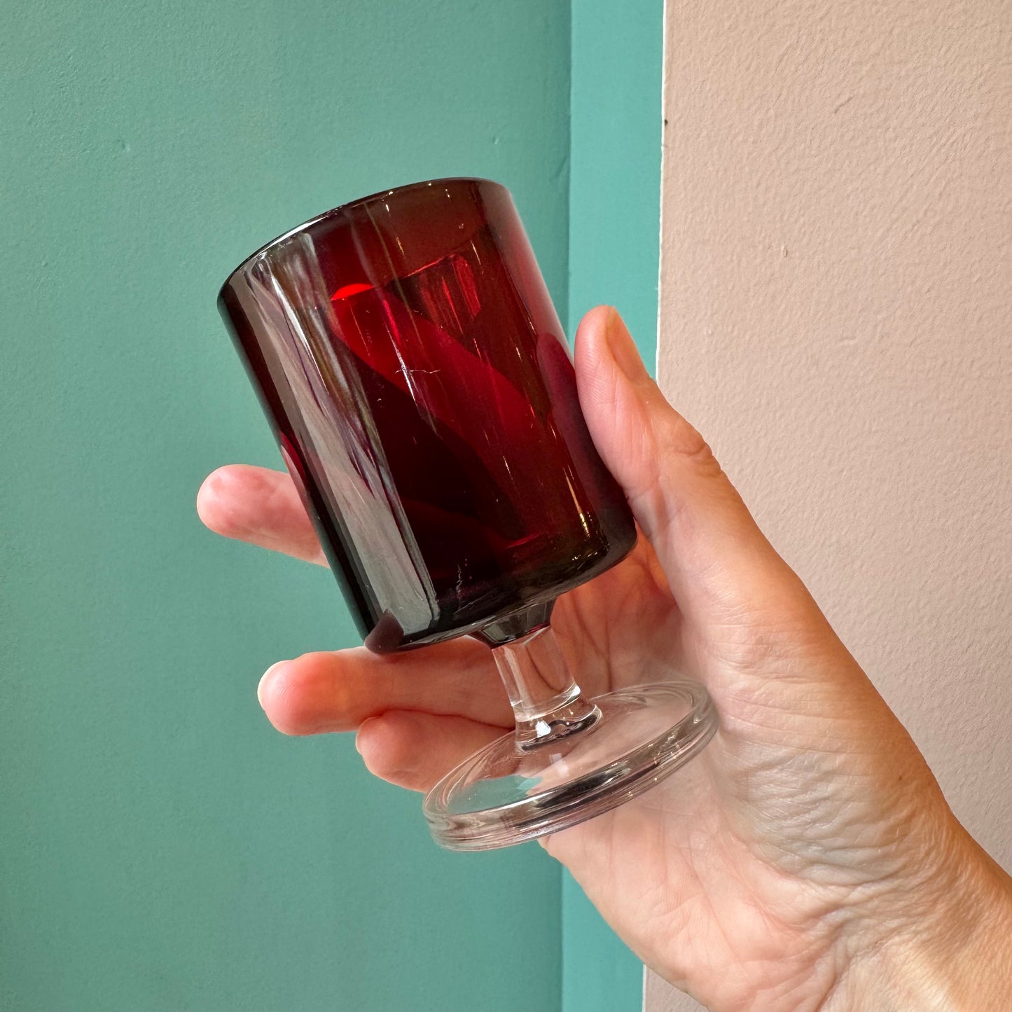 Vintage Set of 4 Luminarc France Ruby Red Glasses