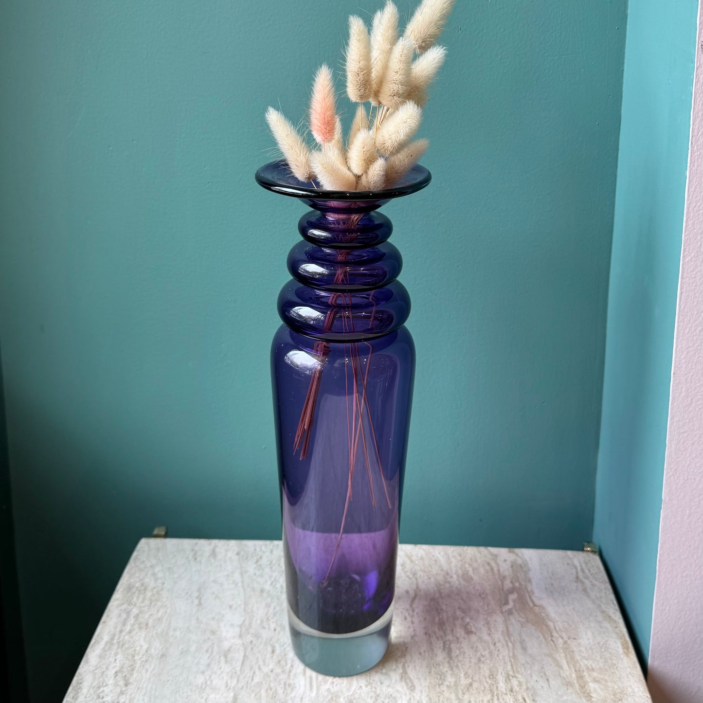 Vintage Purple Art Glass Candle Holder/Vase by Young & Constantin