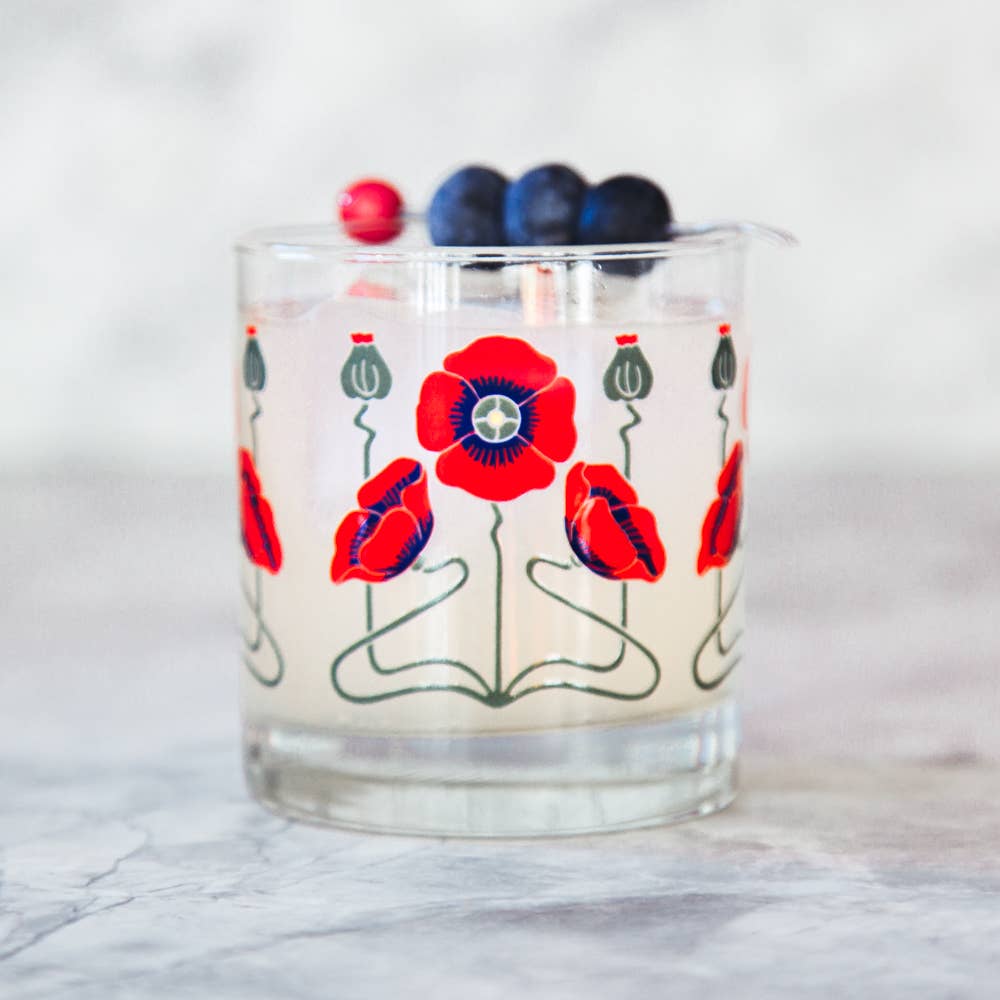 Red Poppy Rocks Glasses - PAIR