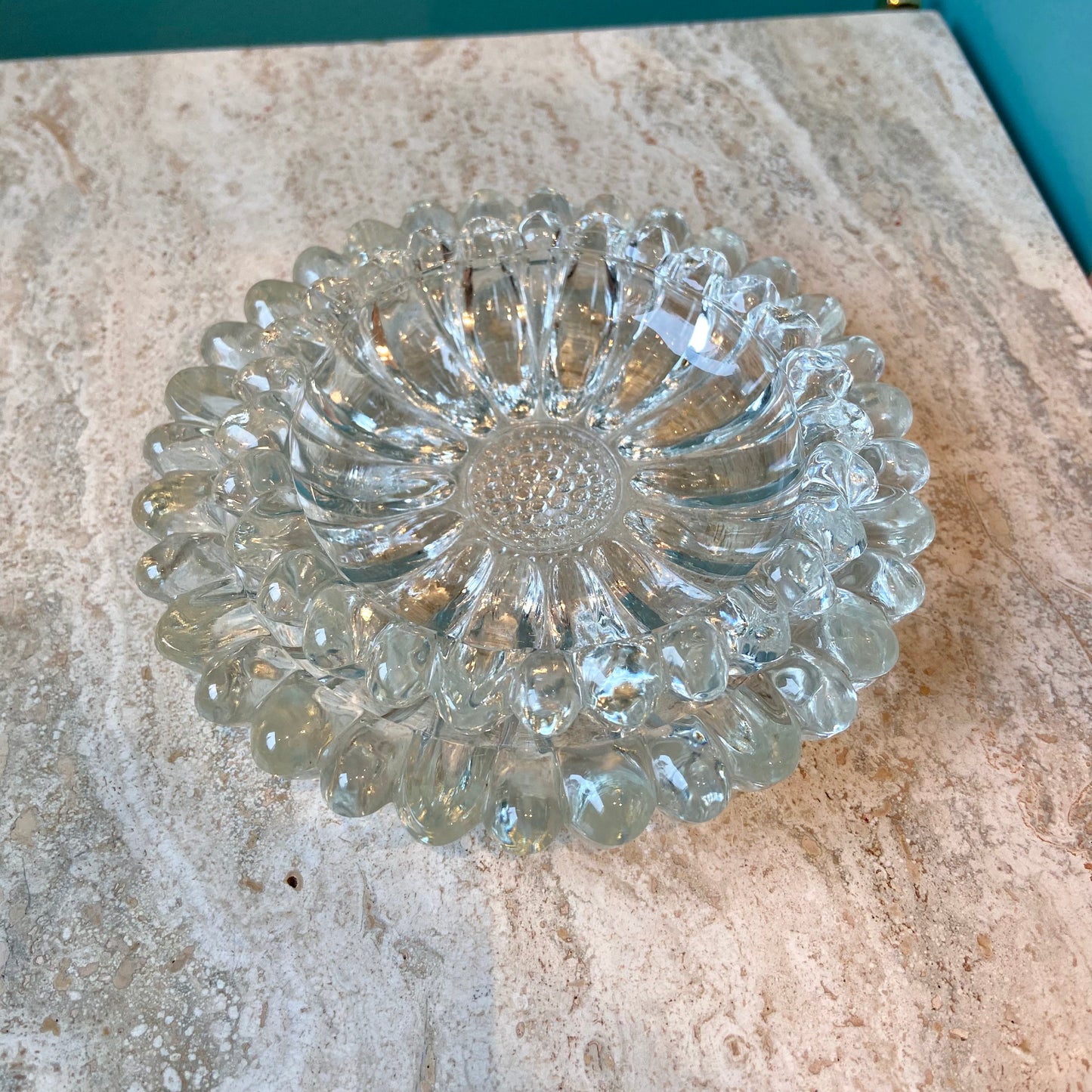 Pair of Vintage Glass Sunflower Nesting Ashtrays/Catchalls