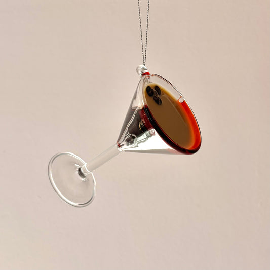 4" Glass Espresso Martini Ornament