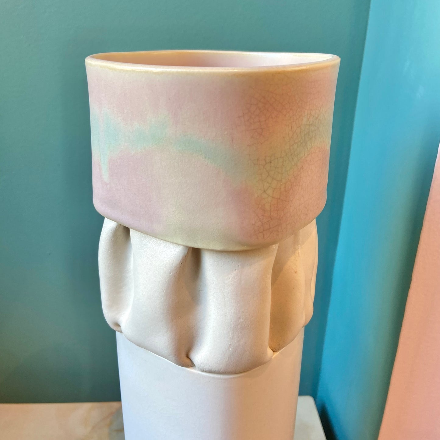 Vintage Ceramic Textural Vase/Signed