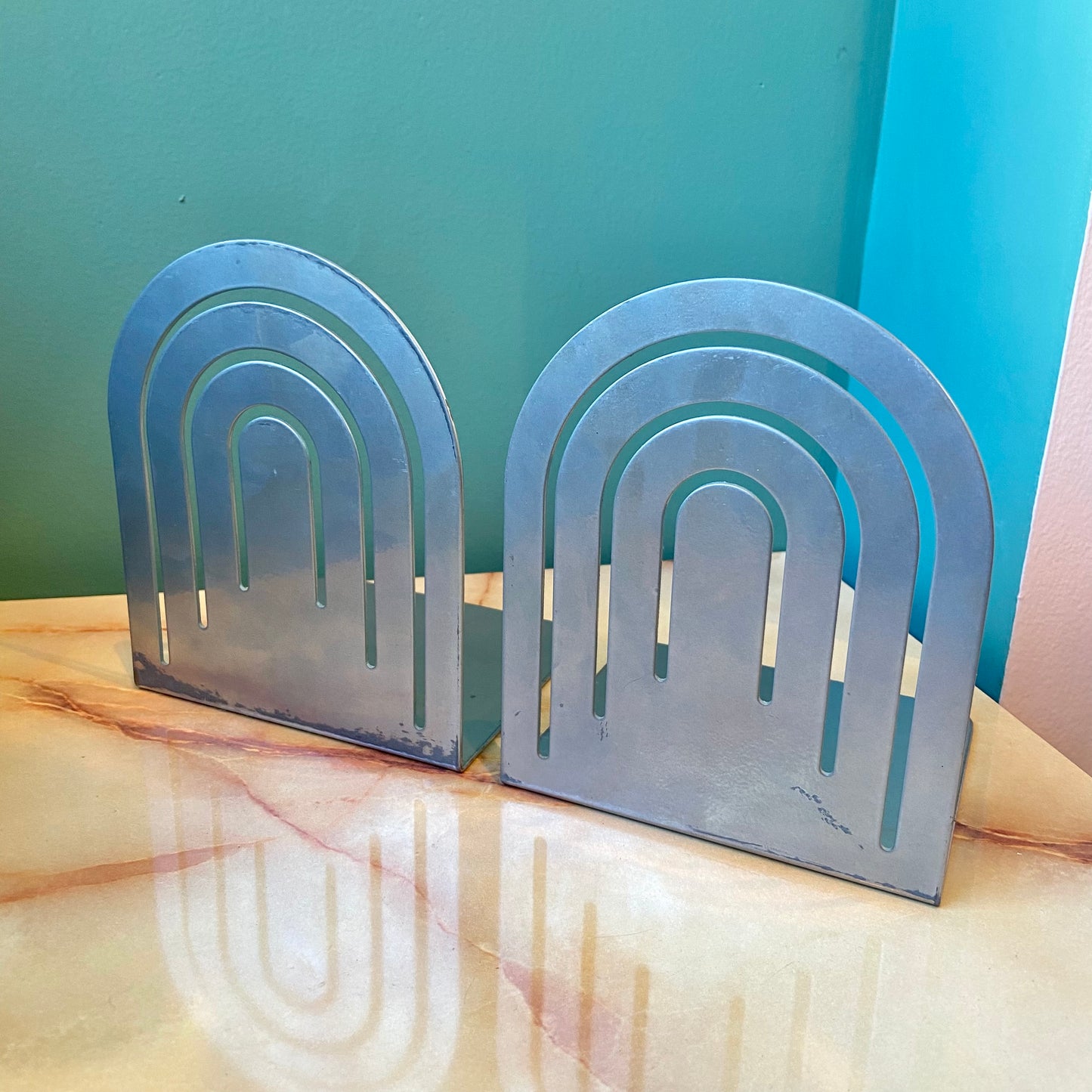 Vintage Spectrum Arch Metal Bookends