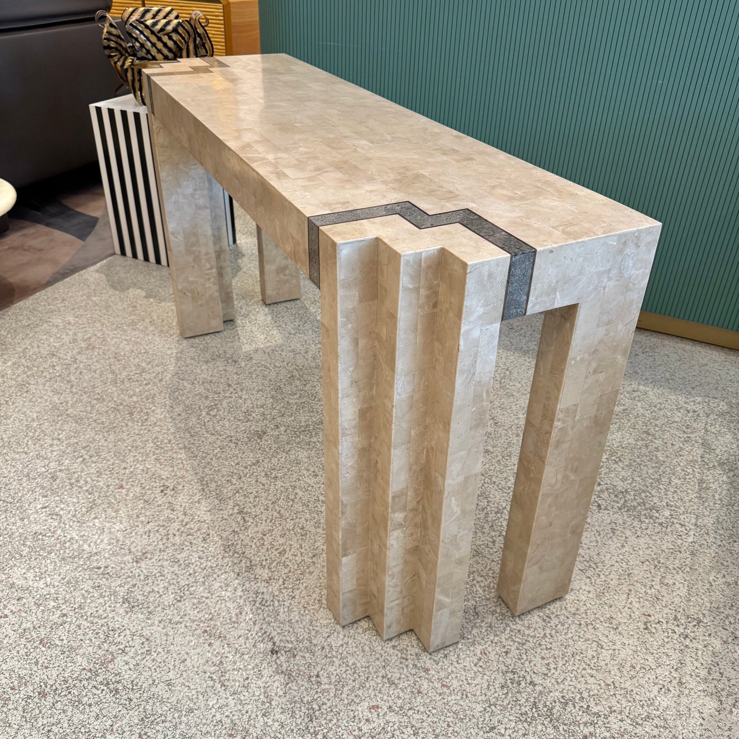 Vintage Maitland Smith Style Tessellated Console Table