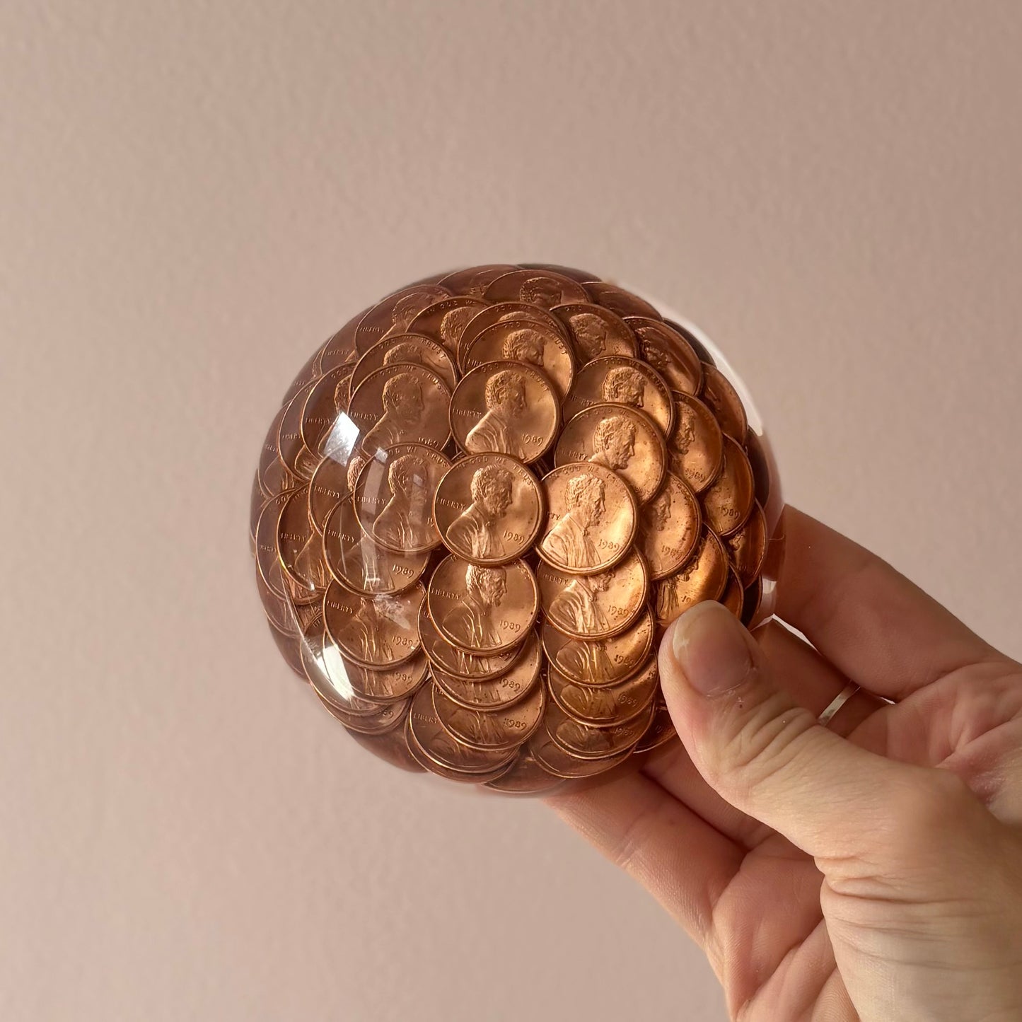 Vintage 1989 Penny Lucite Paperweight