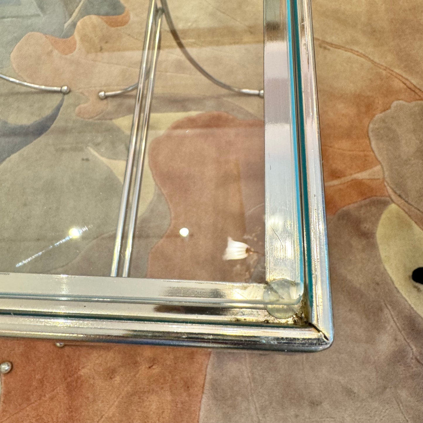 Pair of Vintage Chrome and Glass Nesting Side Tables