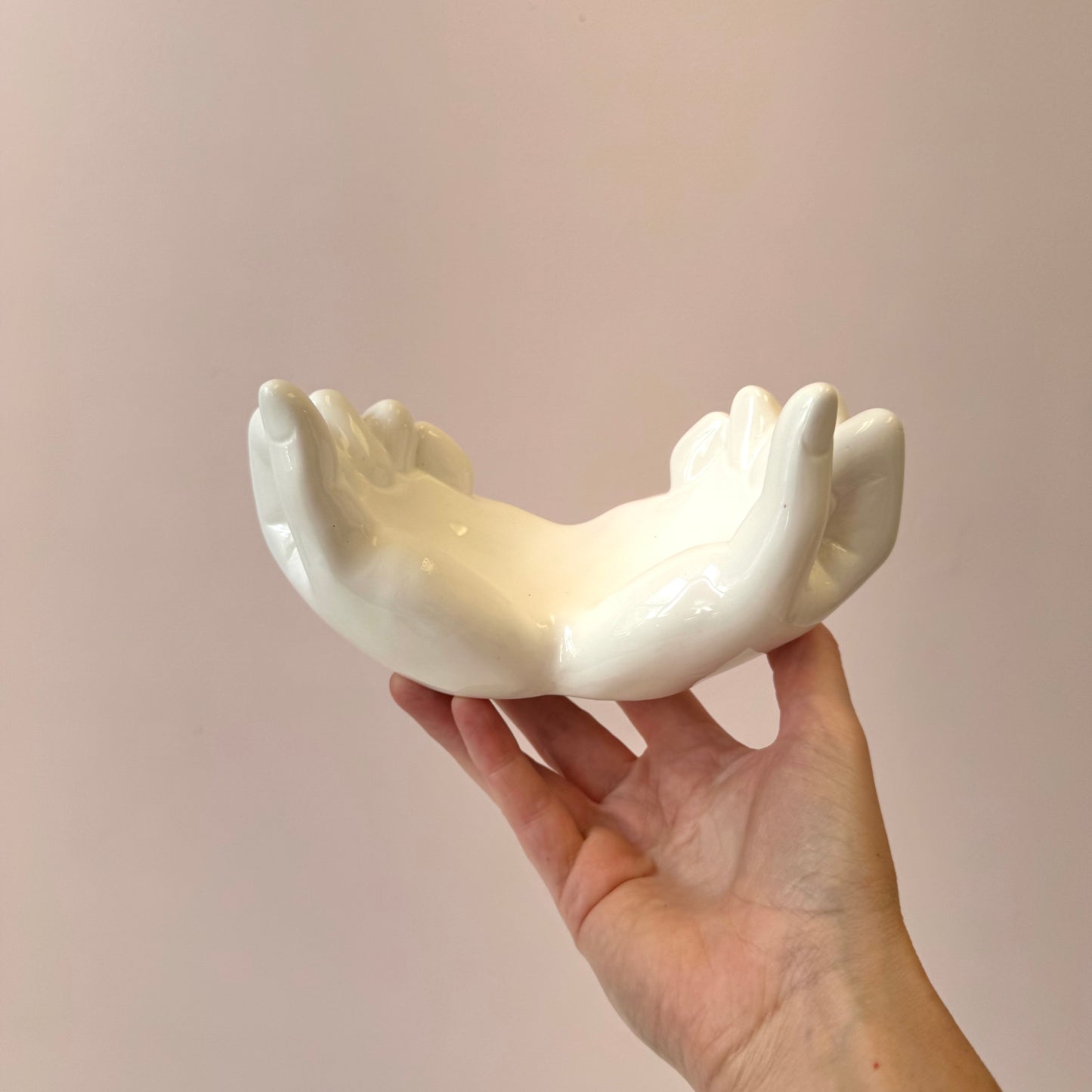 Vintage White Ceramic Hands Catchall
