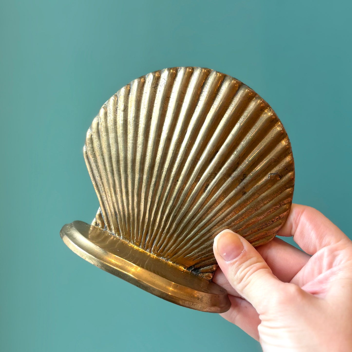 Vintage Brass Clam Shell Bookends