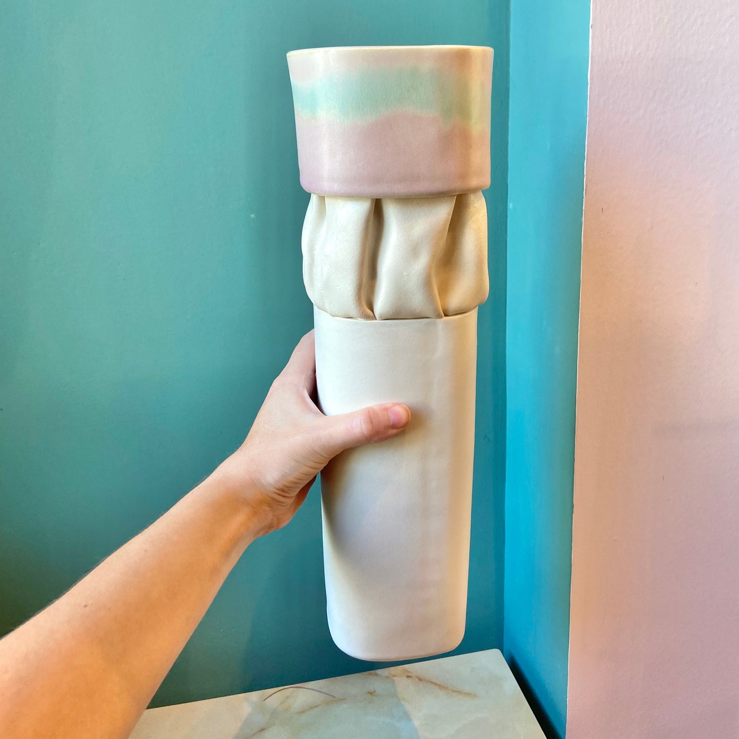 Vintage Ceramic Textural Vase/Signed