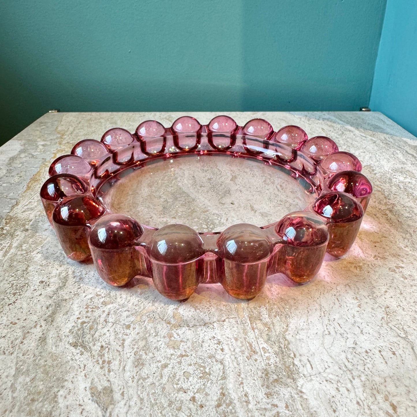 Large Vintage Pink Glass Boopie Dish
