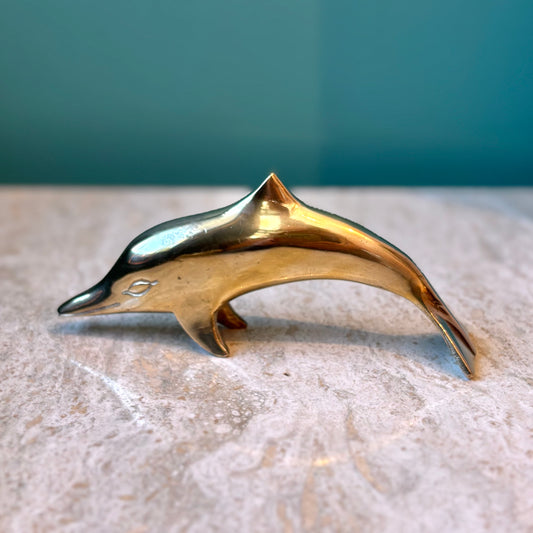 Vintage Brass Dolphin Figurine 6"