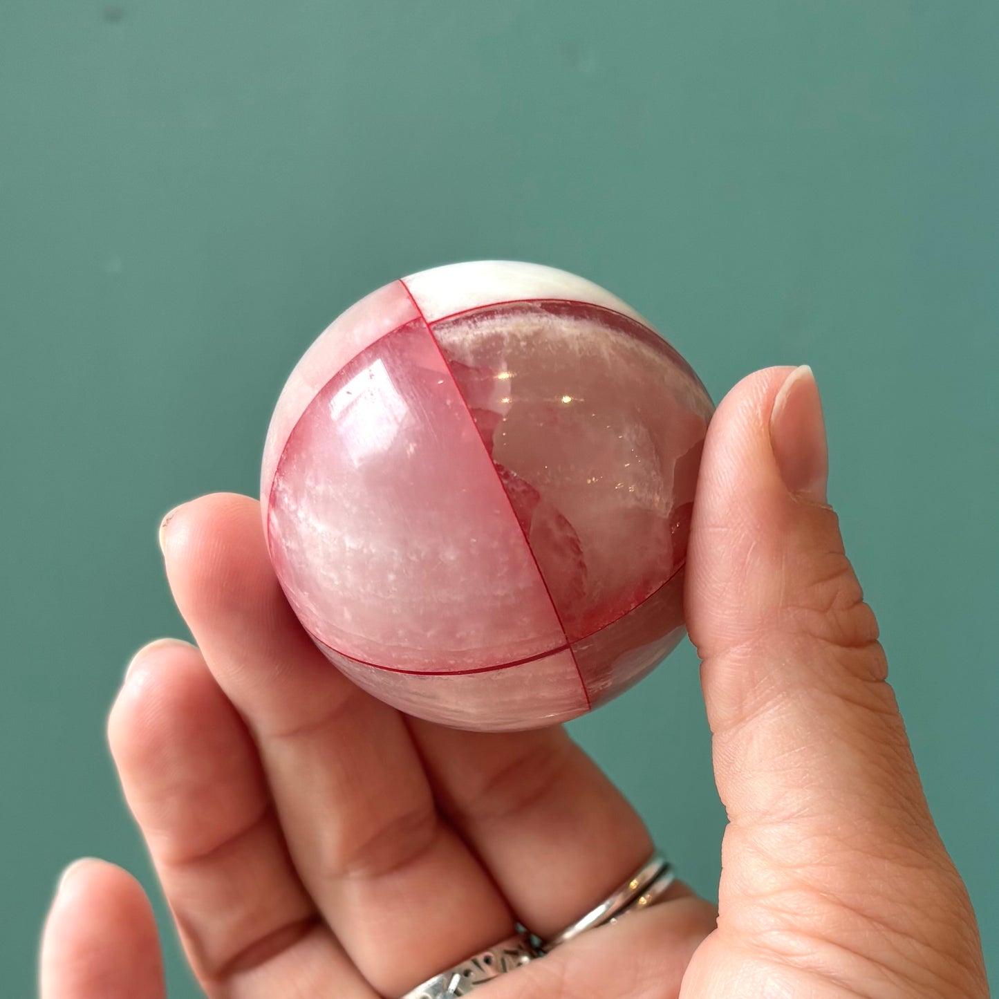 Vintage Set of Rose Quartz Egg and Ball Paperweights