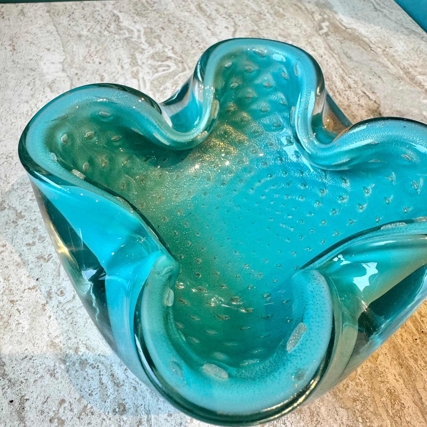 Vintage Teal Murano Glass Ashtray