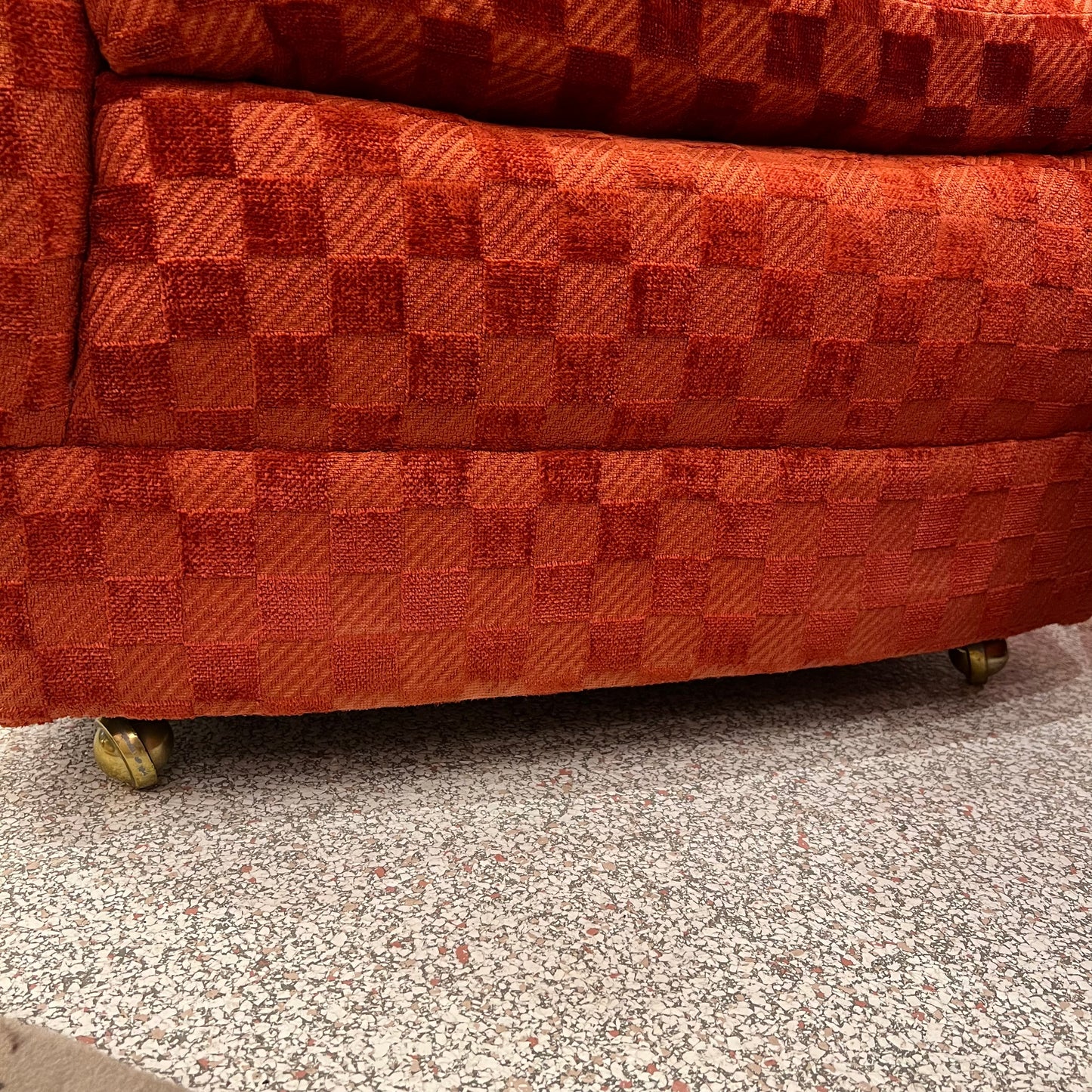 Vintage Dark Orange Checkered Tub Chair by Billy Baldwin for Luten-Clarey-Stern