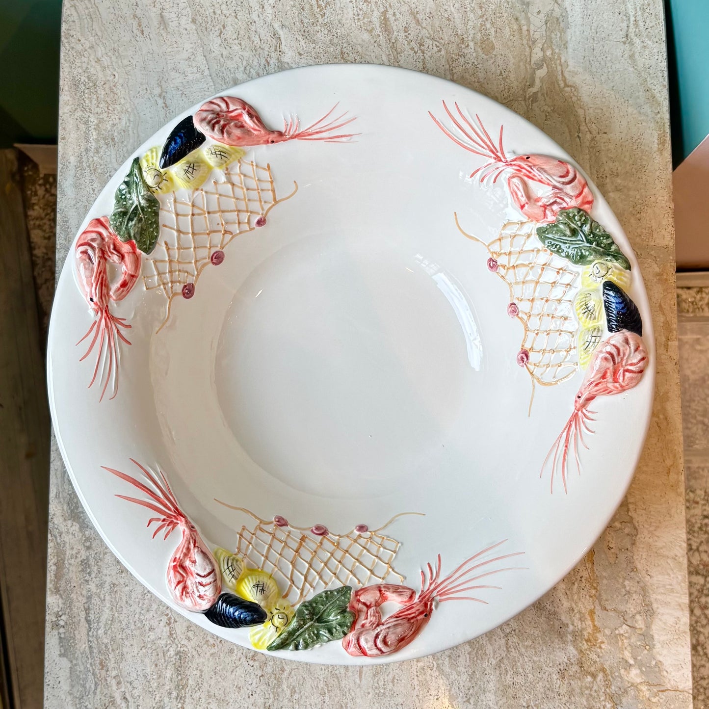 Vintage Portuguese Large Seafood Serving Bowl