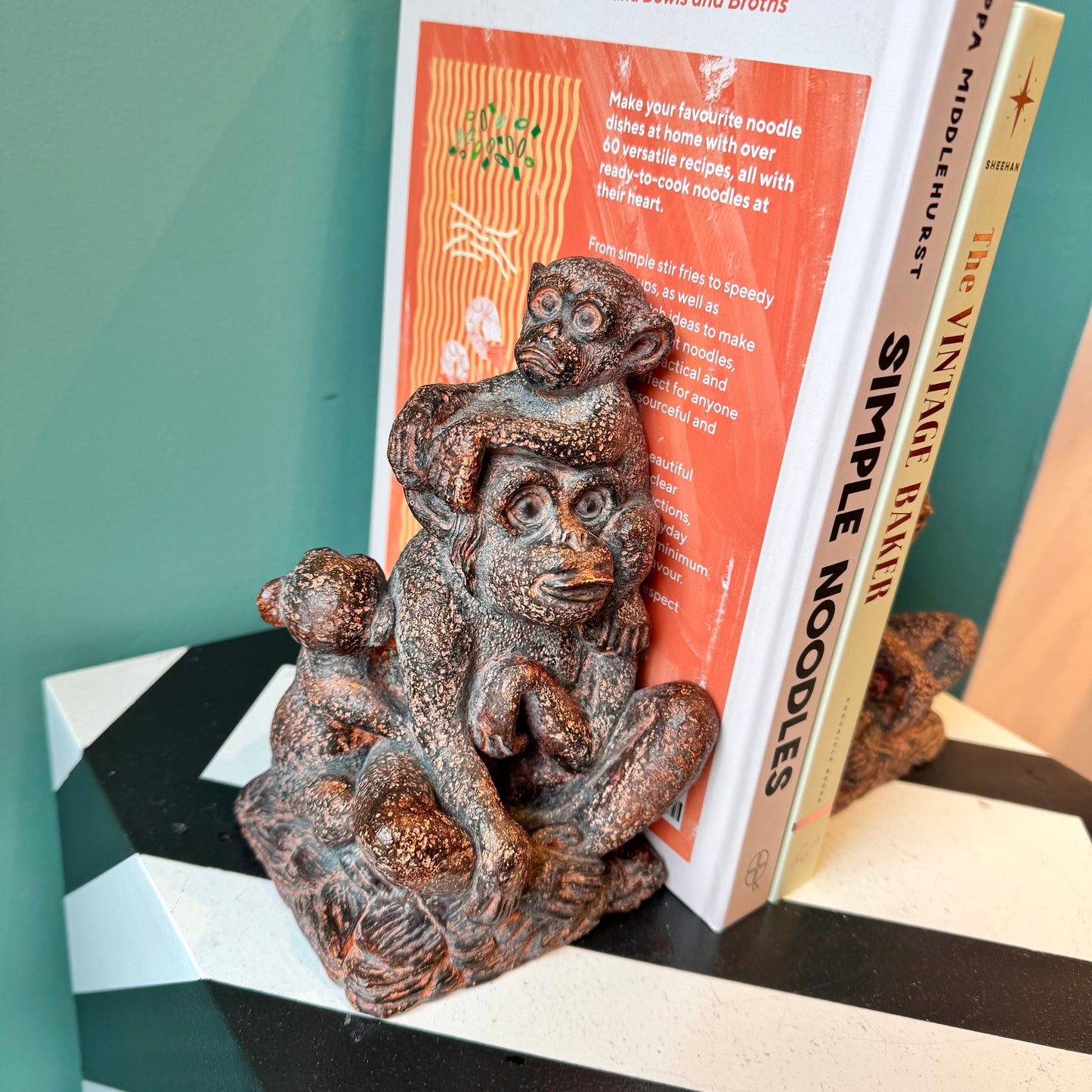 Pair of Vintage Resin Monkey Family Bookends