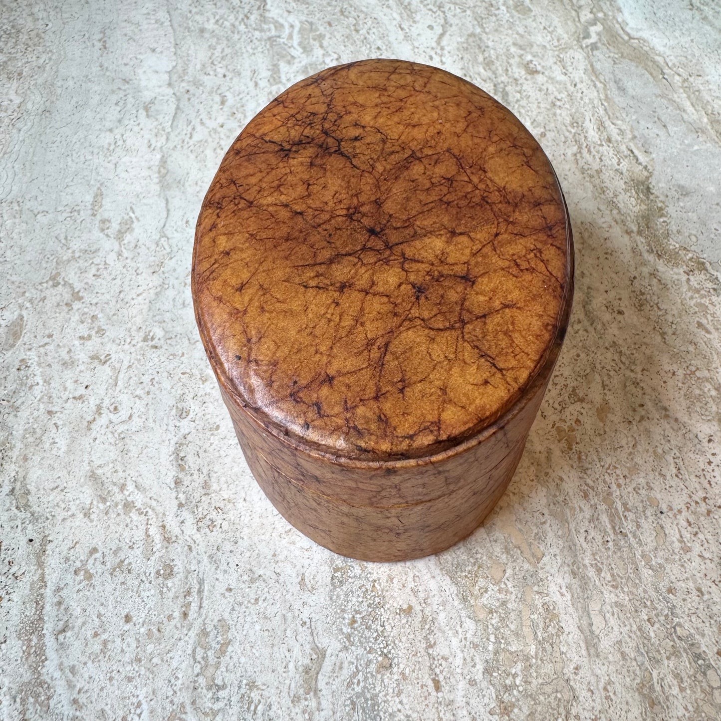 Vintage Oval Faux Leather Box