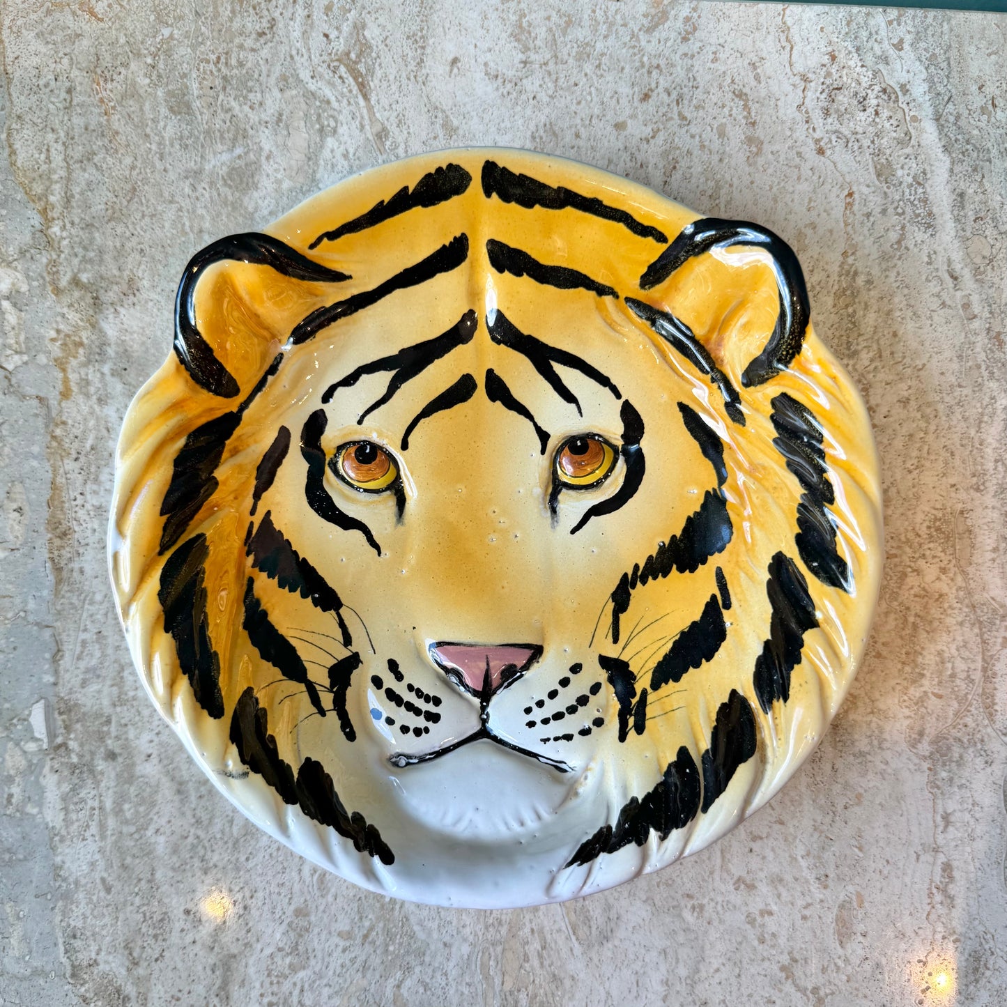 Vintage Italian Terracotta Tiger Head Bowl