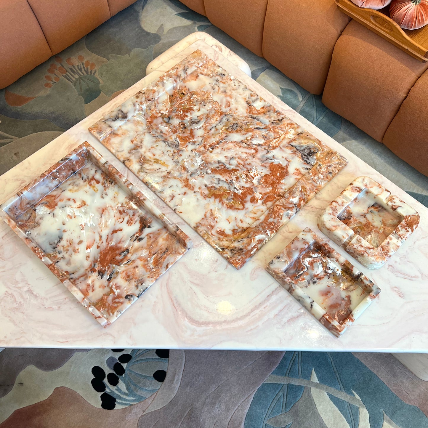 Vintage Faux Marble Resin Desk Tray