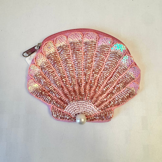 Beaded Shell Coin Purse with Pearl Accent