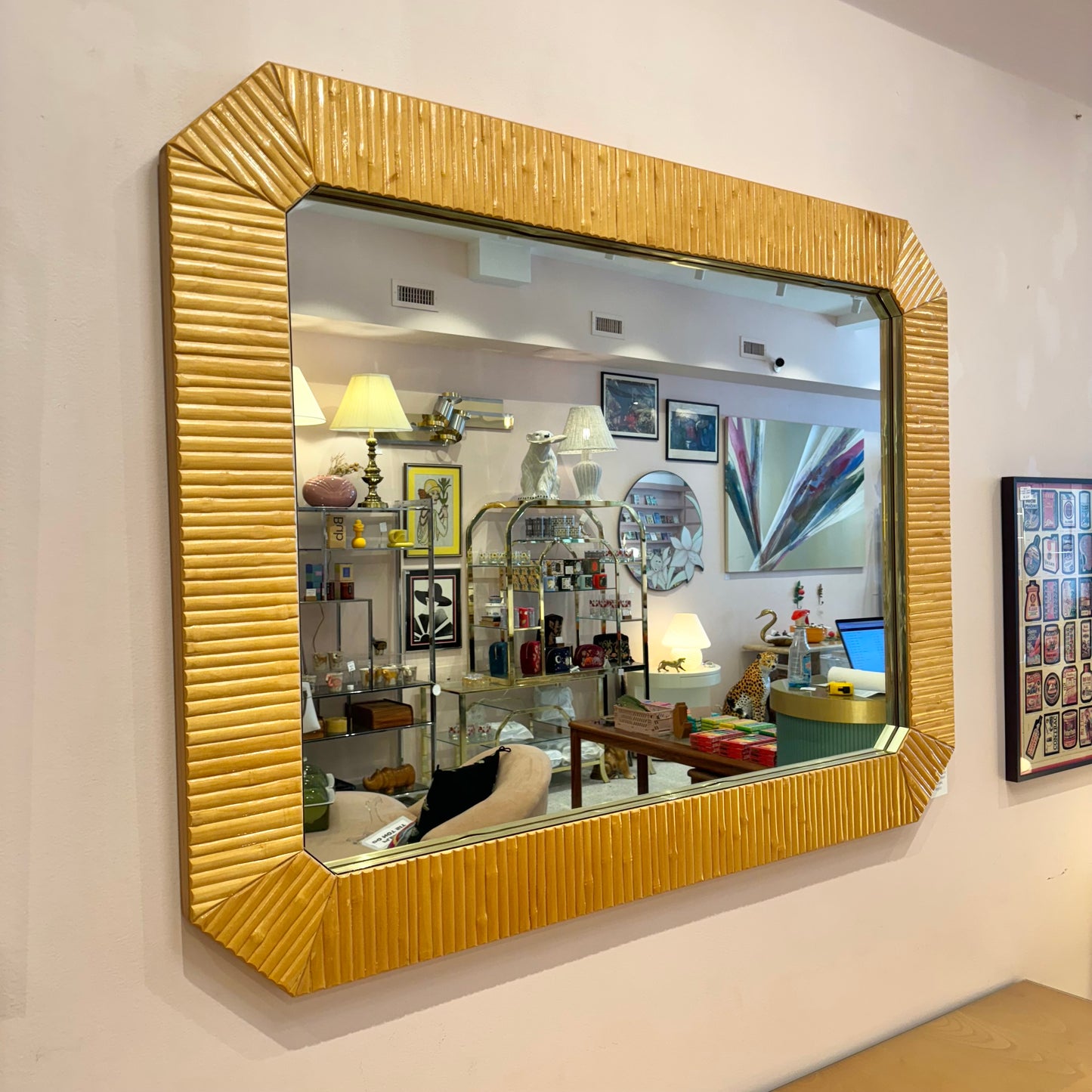 Vintage Karl Springer Style Bamboo Mirror
