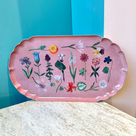 Festival of Flowers Scalloped Enamel Tray by Roomytown London
