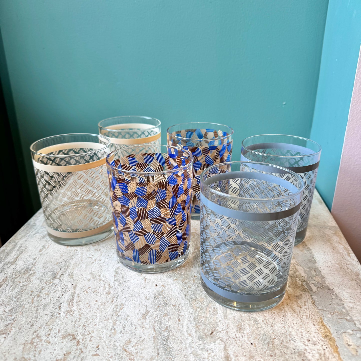 Set of 6 Mid Century Old Fashioned Cocktail Glasses by Donghia