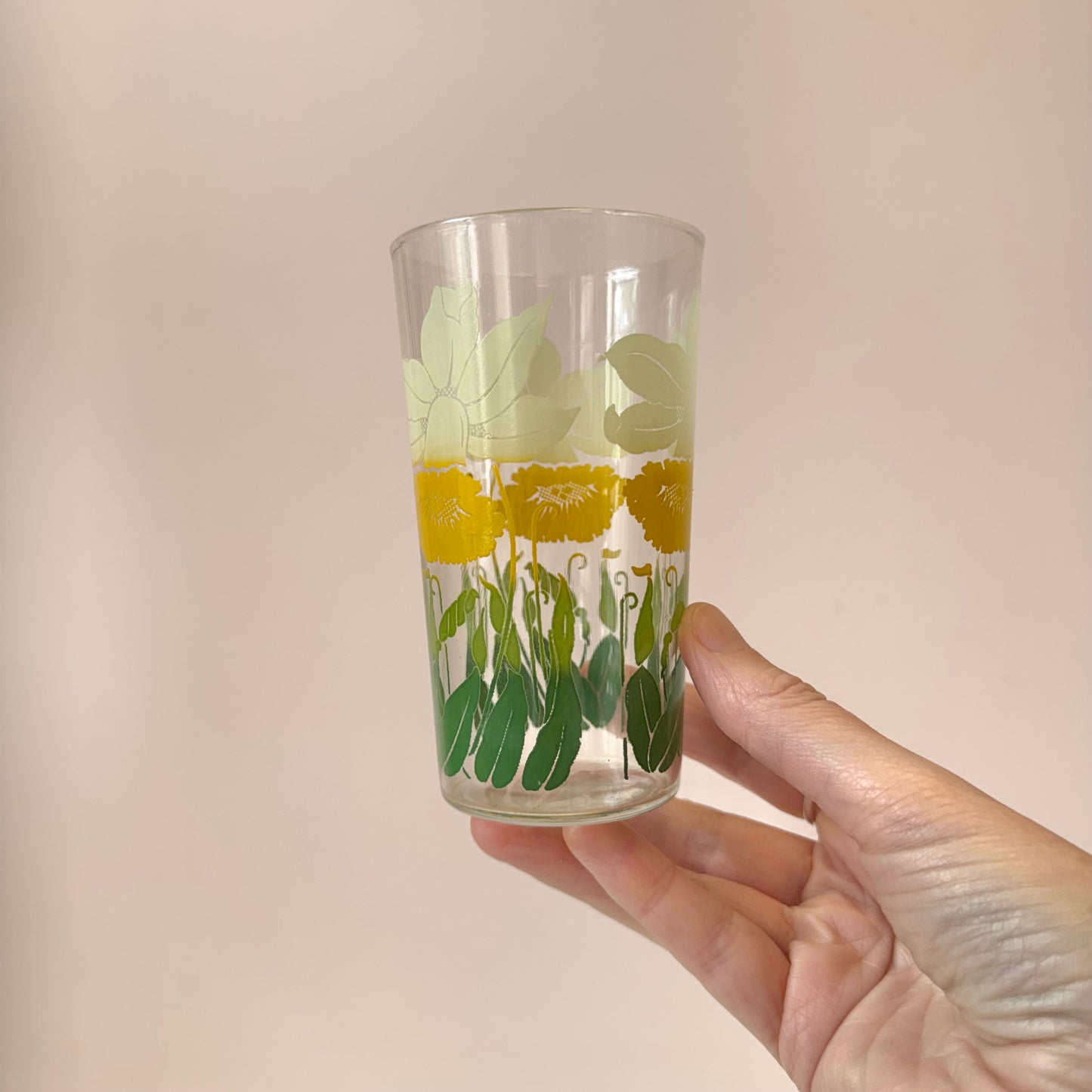Vintage Set of 4 Mid-Century Flower Glasses