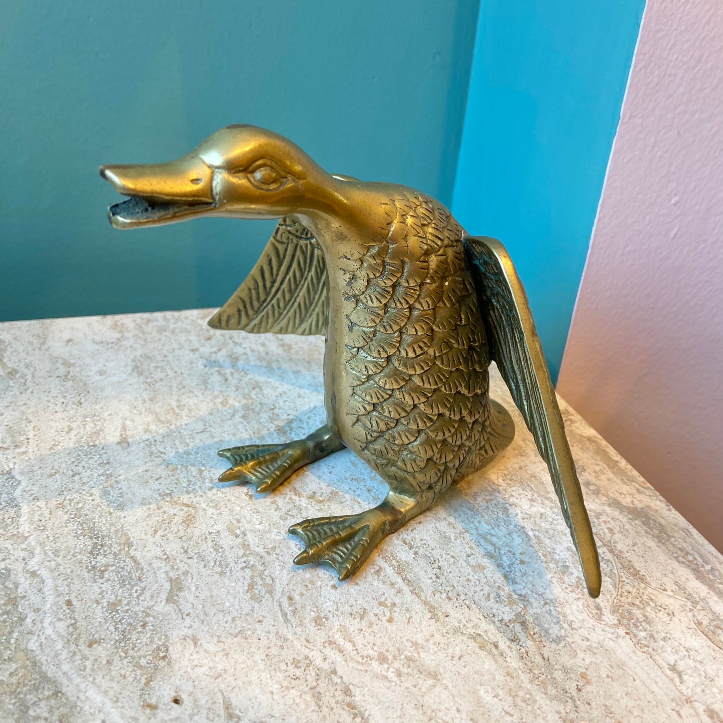 Vintage Brass Duck Statue
