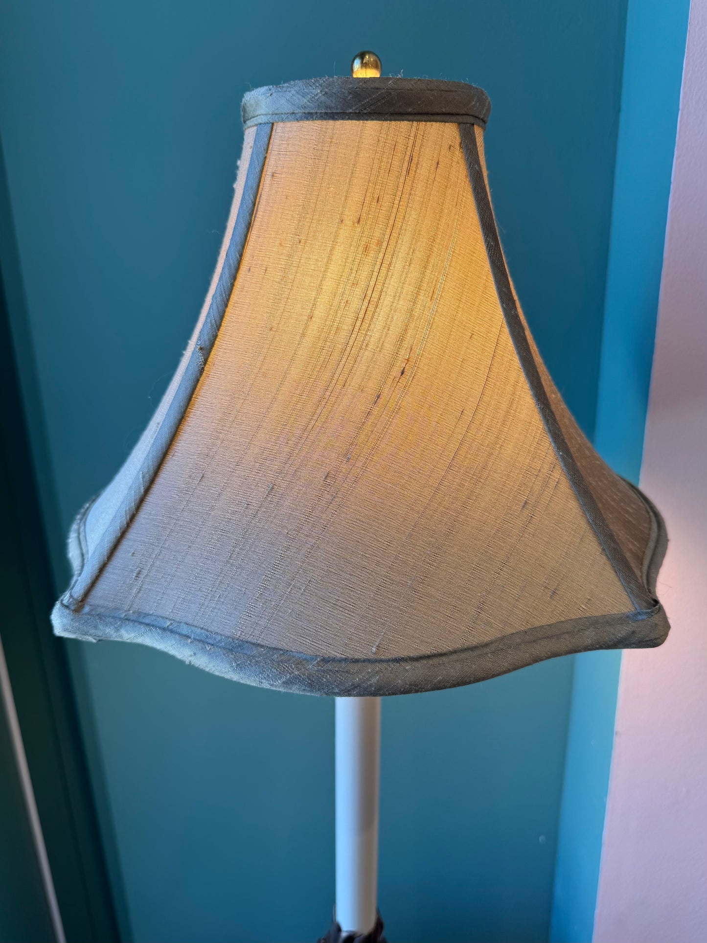 Vintage Mermaid and Dolphin Brass and Bronze Table Lamp with Shade